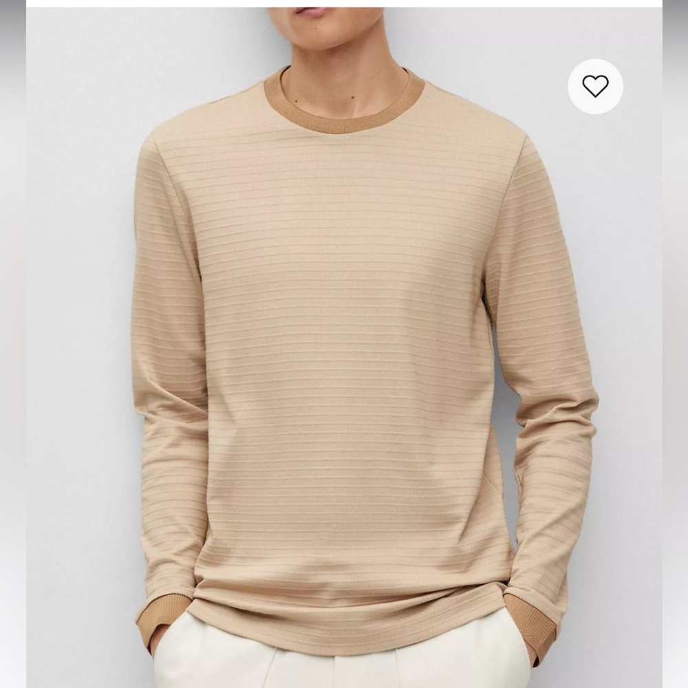 Long-Sleeved Cotton-Blend T-Shirt With Ottoman Structure. New with tag